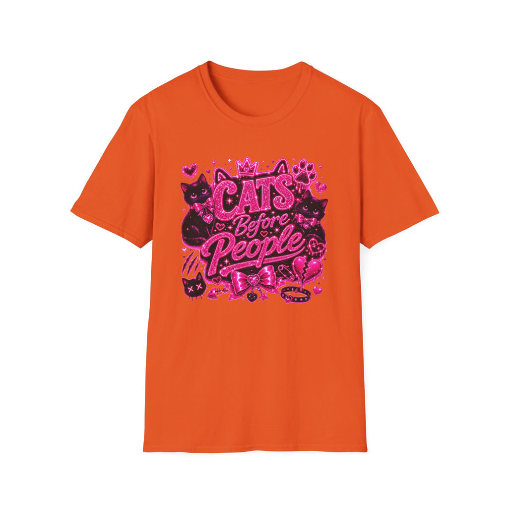 Cats Before People T-Shirt – Cute Pink Cat Graphic Tee