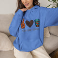 Peace • Love • Coffee Hoodie — Leopard Peace Sign & Coffee Cup Graphic Sweatshirt