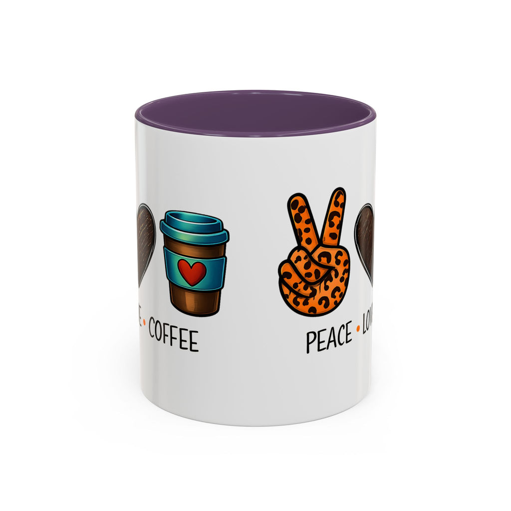 Peace • Love • Coffee Accent Mug — Leopard Peace Sign Coffee Lover Gift