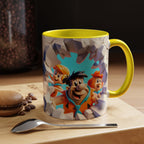 Flintstones "Break Through" Accent Coffee Mug — Retro Cartoon Stone Age Design (11/15 oz)