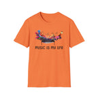 Music Is My Life T-Shirt — Colorful Piano Splash Graphic Tee