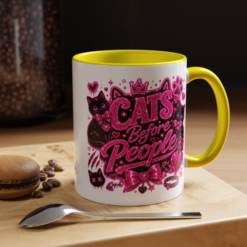 Cats Before People Coffee Mug — Pink Cat Lover Gift (11/15oz)