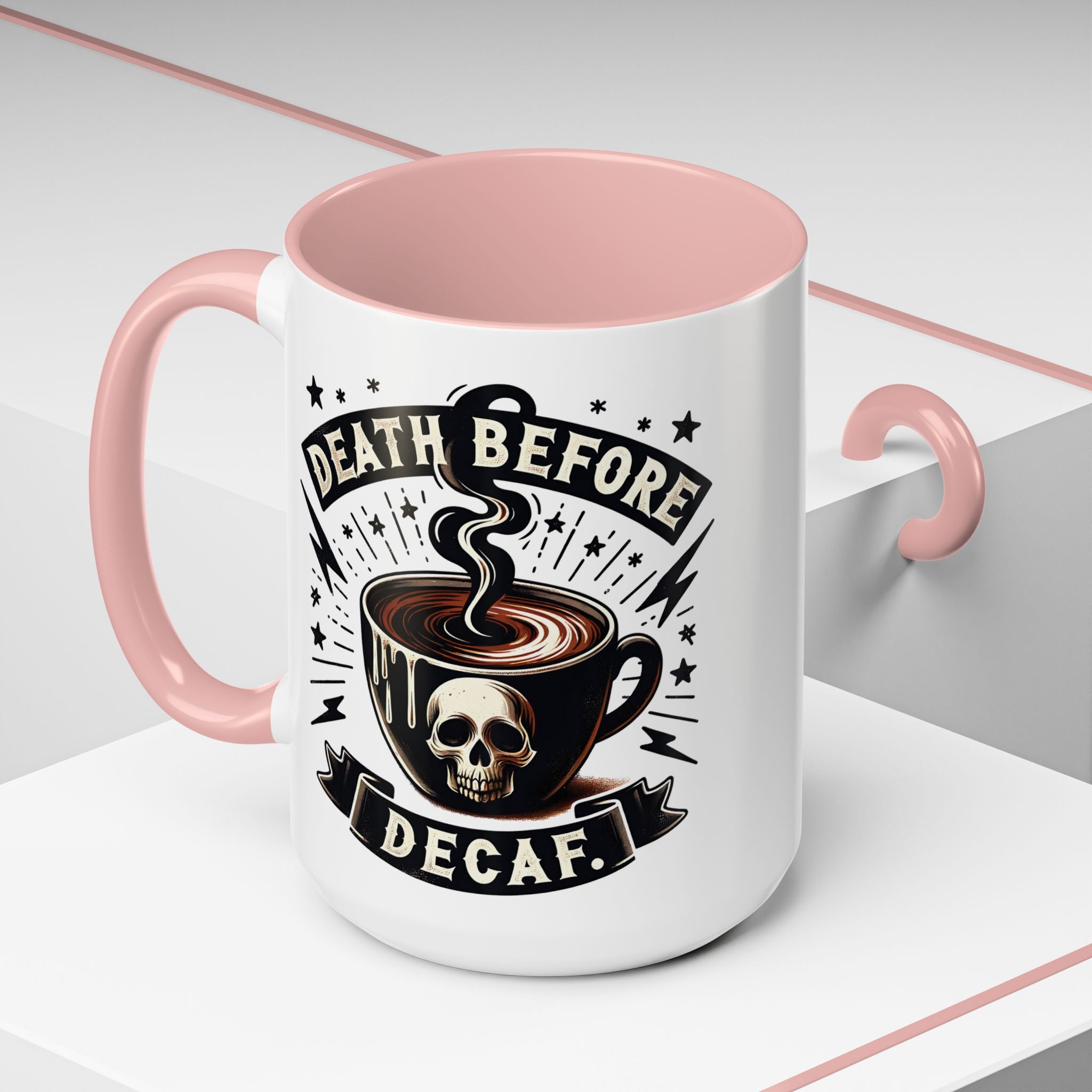 Death Before Decaf Coffee Mug — Skull Coffee Lover Gift (11/15oz)
