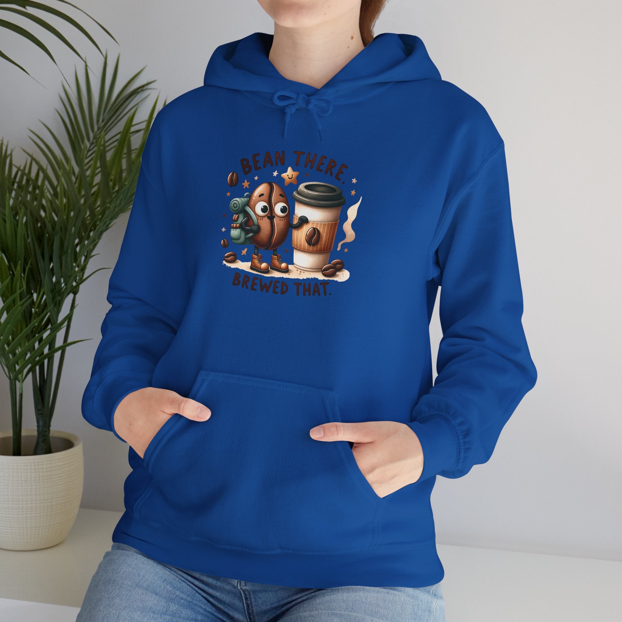 Coffee Hoodie — "Bean There, Brewed That" Cute Coffee Bean Pullover