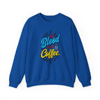 Coffee Crewneck Sweatshirt – “My Blood Type is Coffee” Graphic Pullover