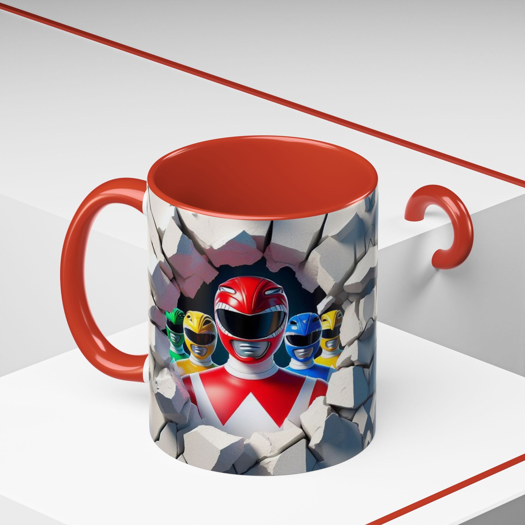 Power Rangers Coffee Mug — Retro Superhero Team Design (11/15 oz)