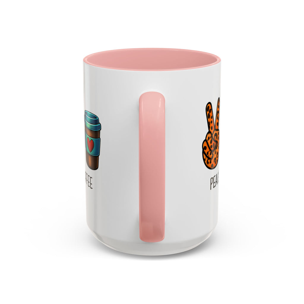 Peace • Love • Coffee Accent Mug — Leopard Peace Sign Coffee Lover Gift