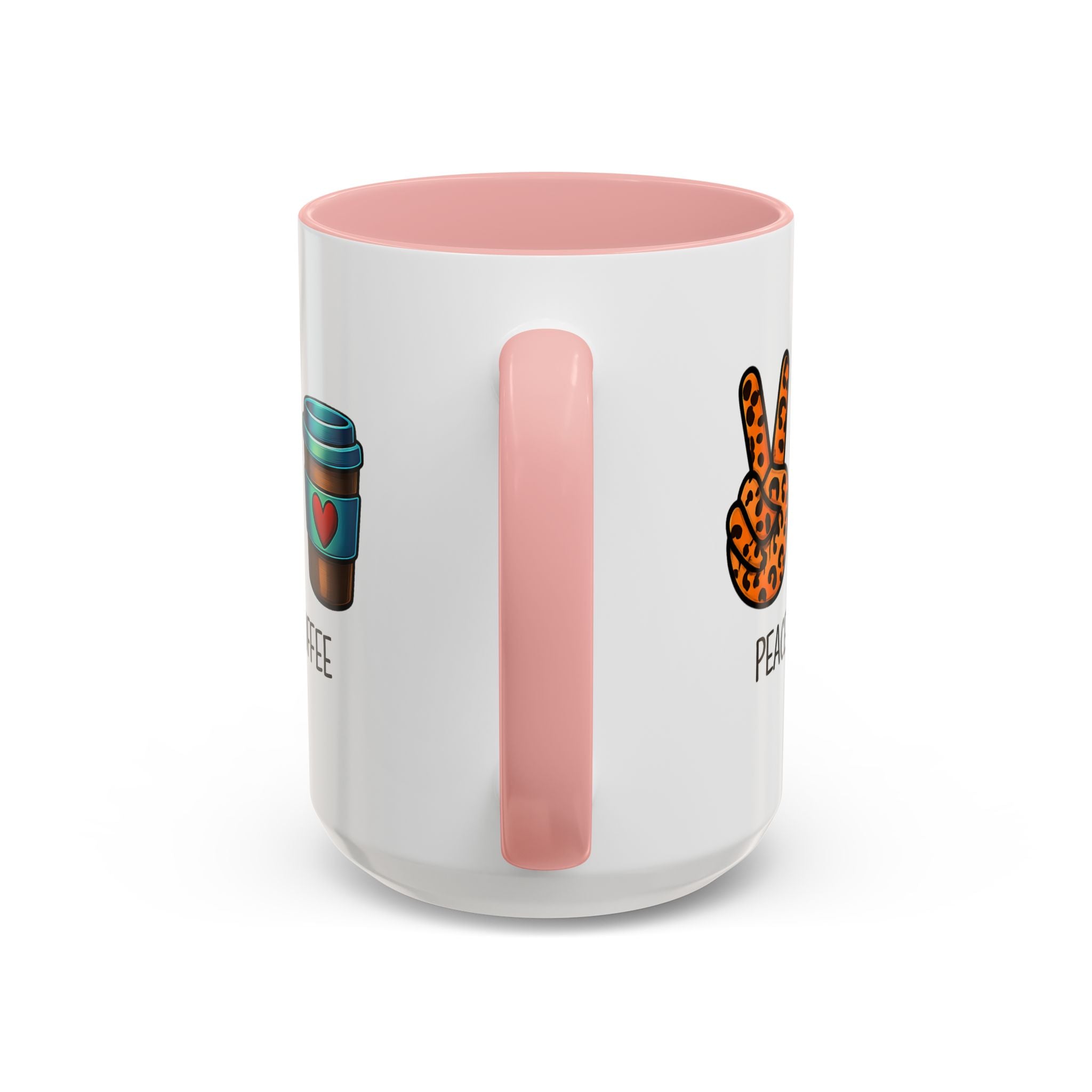 Peace • Love • Coffee Accent Mug — Leopard Peace Sign Coffee Lover Gift