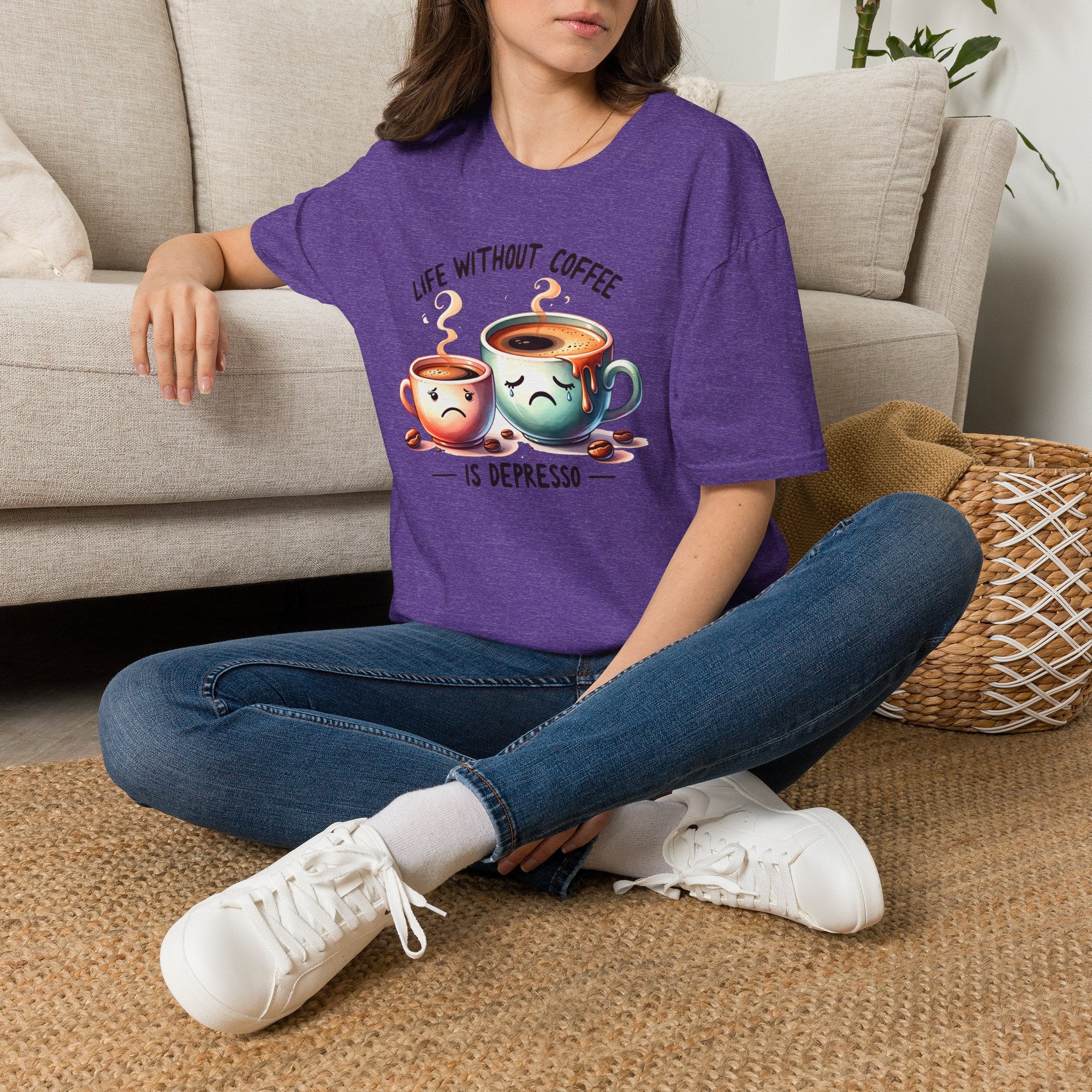 Coffee T-Shirt — "Life Without Coffee is Depresso" Cute Sad Coffee Tee