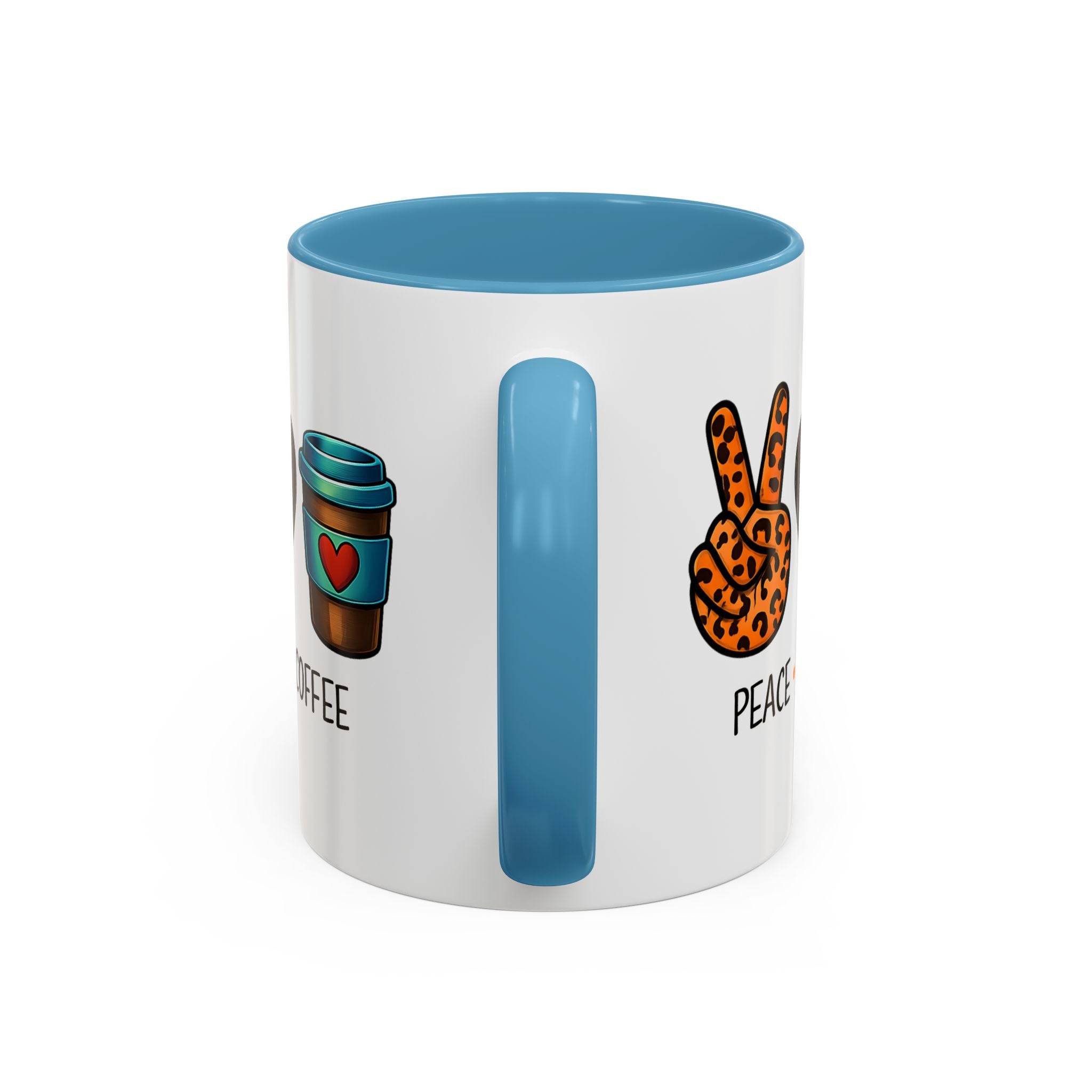 Peace • Love • Coffee Accent Mug — Leopard Peace Sign Coffee Lover Gift