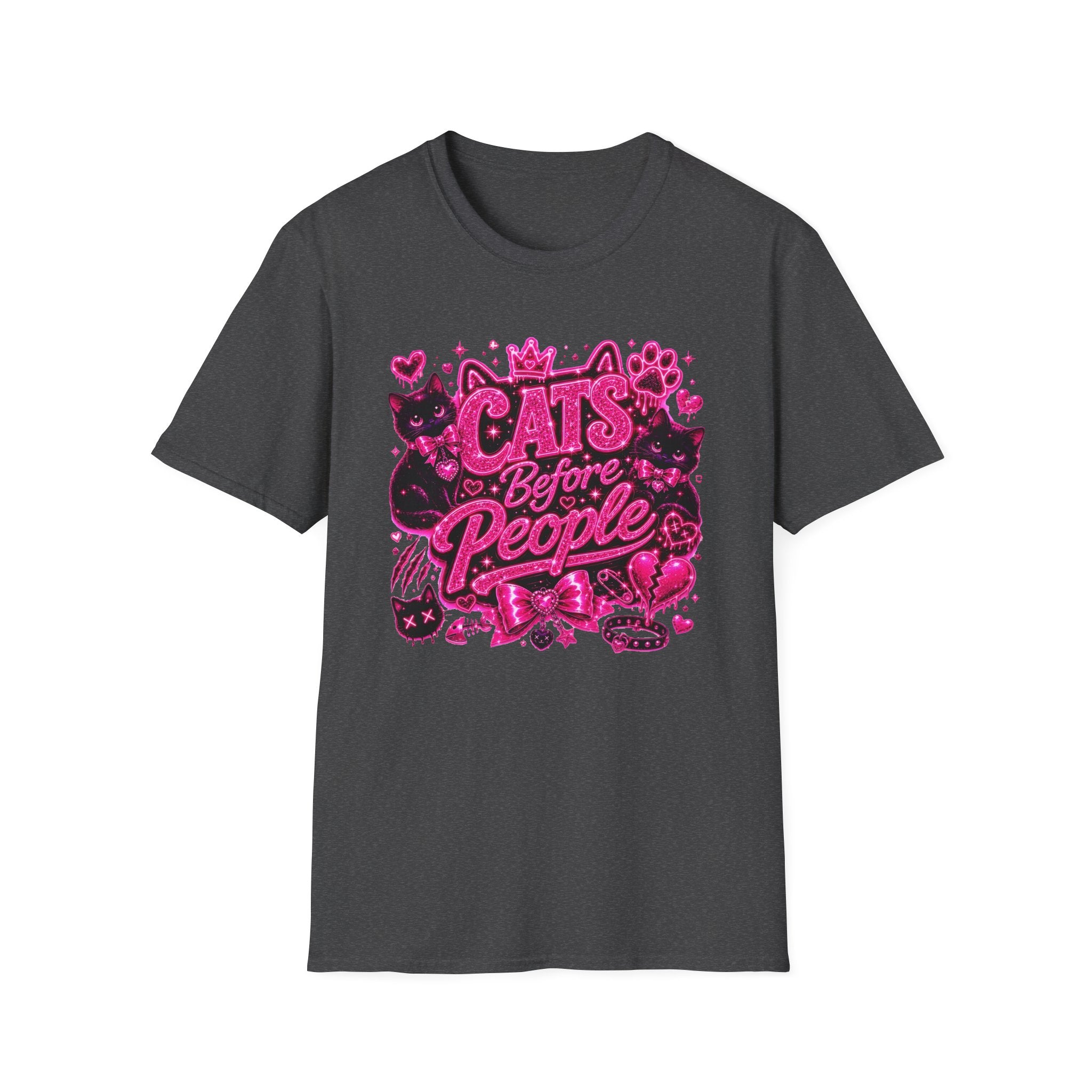 Cats Before People T-Shirt – Cute Pink Cat Graphic Tee