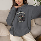 "Death Before Decaf" Coffee Skull Graphic Hoodie
