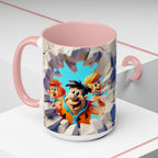 Flintstones "Break Through" Accent Coffee Mug — Retro Cartoon Stone Age Design (11/15 oz)