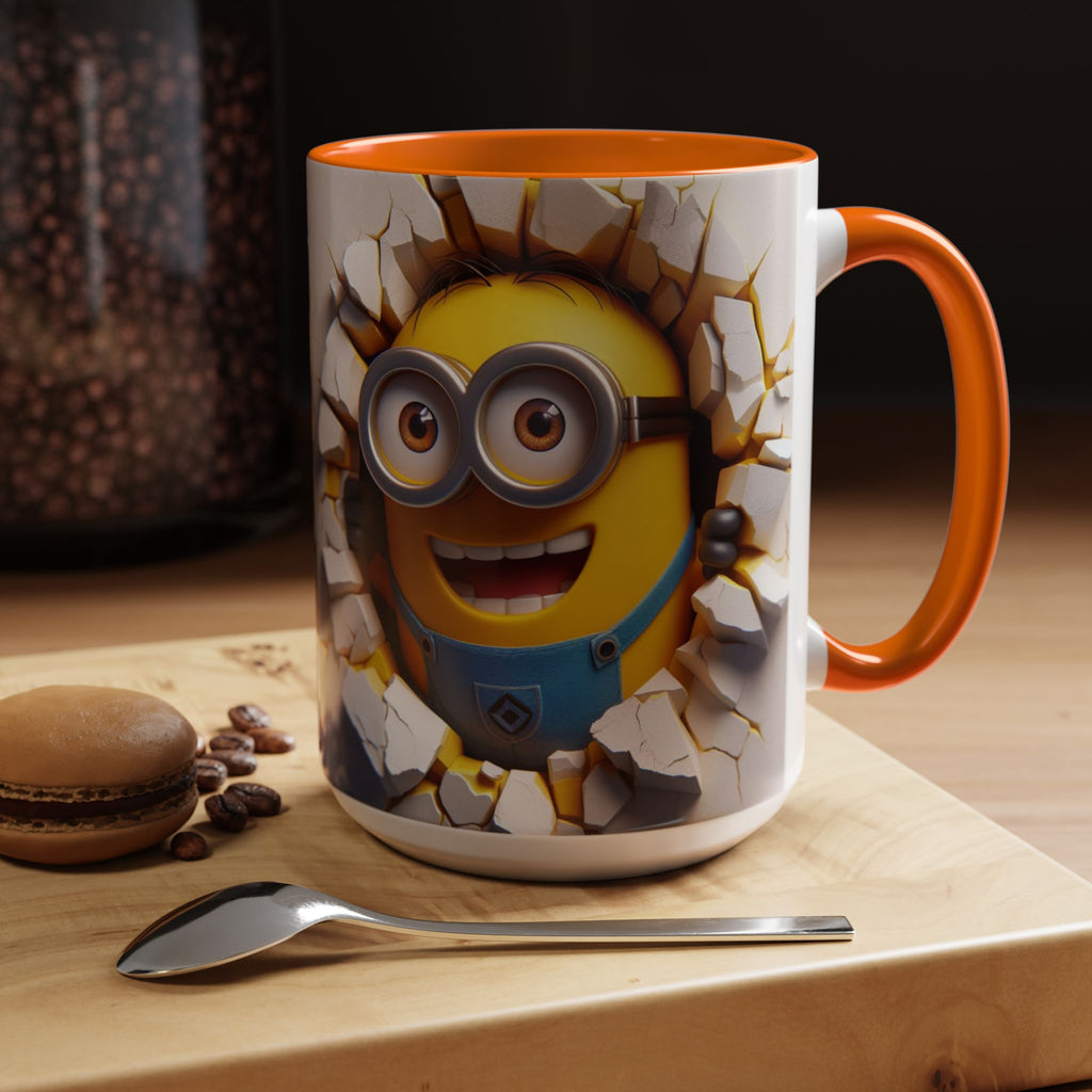 Minion "Breaking Wall" Accent Coffee Mug — Funny Cartoon Movie Character 11/15oz