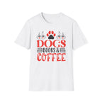 Dogs Books & Coffee T-Shirt (Red) — Dog Lover Reading & Coffee Tee