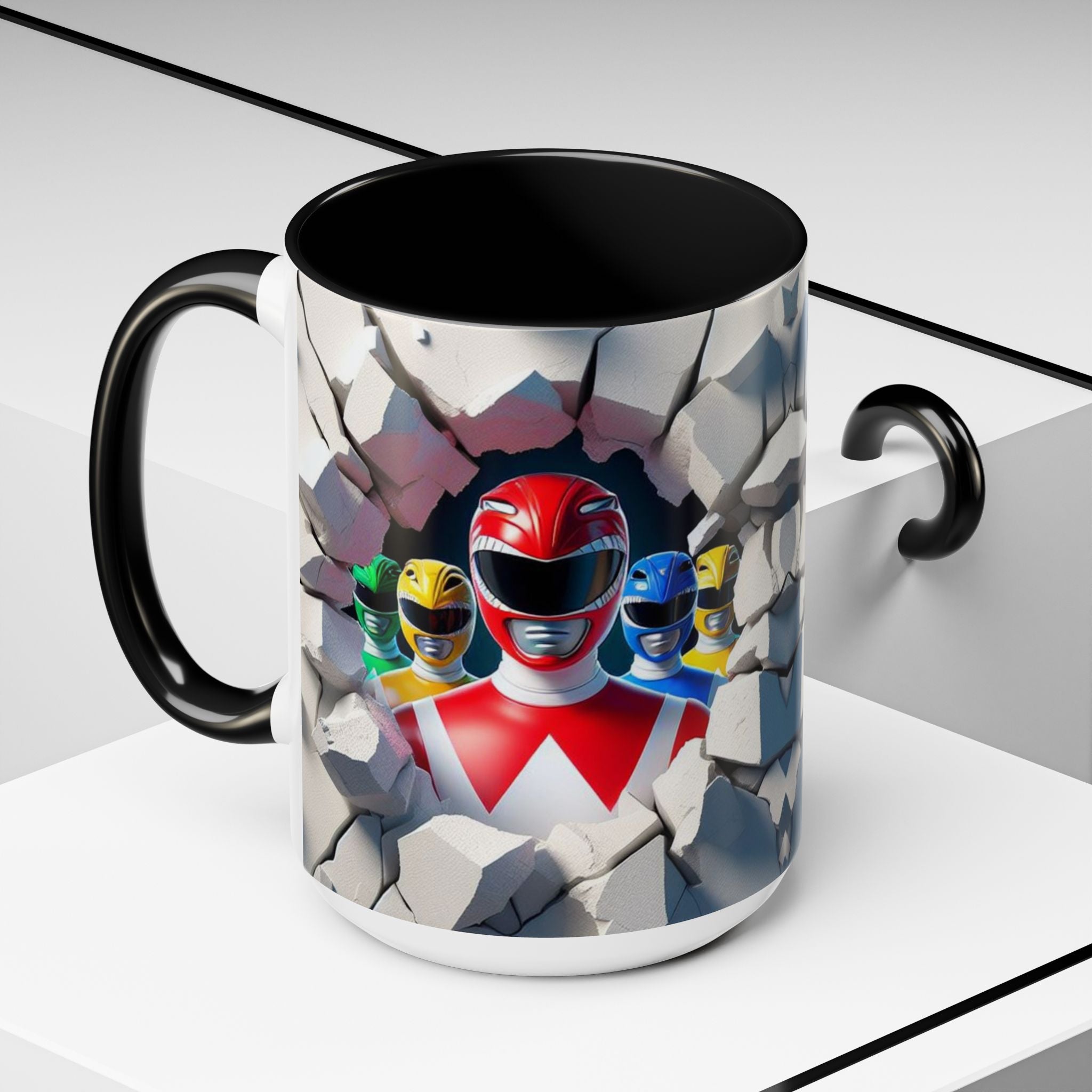 Power Rangers Coffee Mug — Retro Superhero Team Design (11/15 oz)