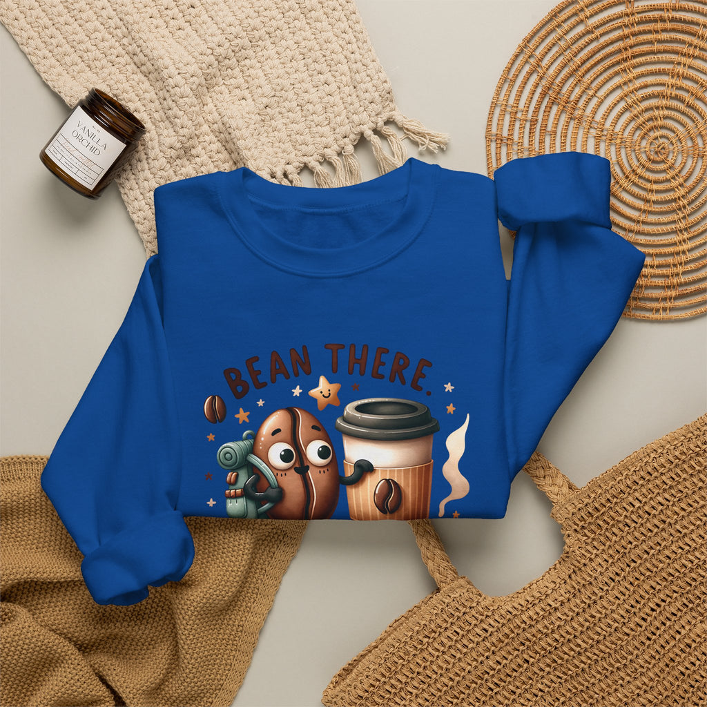 Coffee Crewneck Sweatshirt — “Bean There, Brewed That” Cute Coffee Bean Design