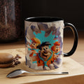 Flintstones "Break Through" Accent Coffee Mug — Retro Cartoon Stone Age Design (11/15 oz)