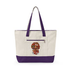 Black Nurse Magic w/Brown Afro Canvas Tote — Zippered Floral Calavera Bag