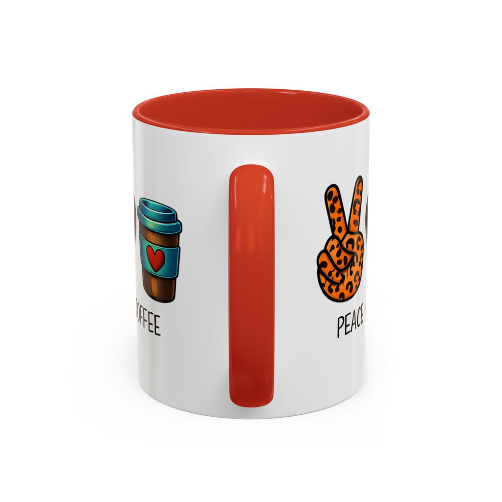 Peace • Love • Coffee Accent Mug — Leopard Peace Sign Coffee Lover Gift