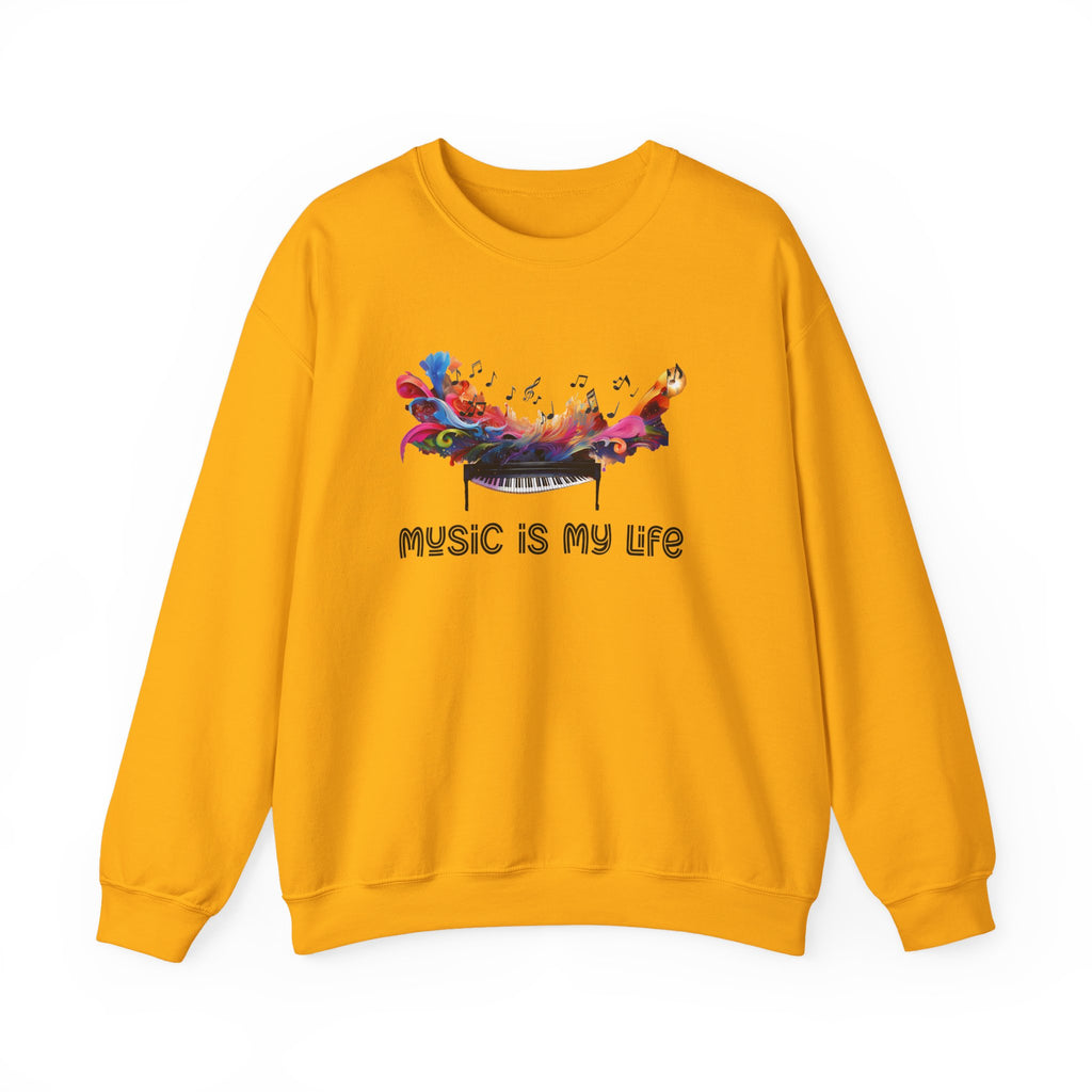 Music Is My Life Sweatshirt — Colorful Piano Graphic Crewneck