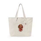 Black Nurse Magic w/Brown Afro Canvas Tote — Zippered Floral Calavera Bag