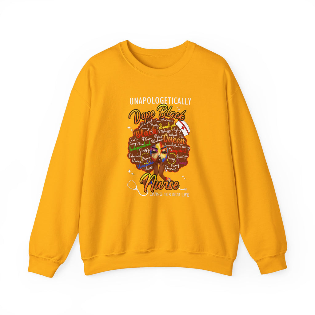 Unapologetically Dope Black Nurse Crewneck Sweatshirt – Brown Afro Nurse Stethoscope Design