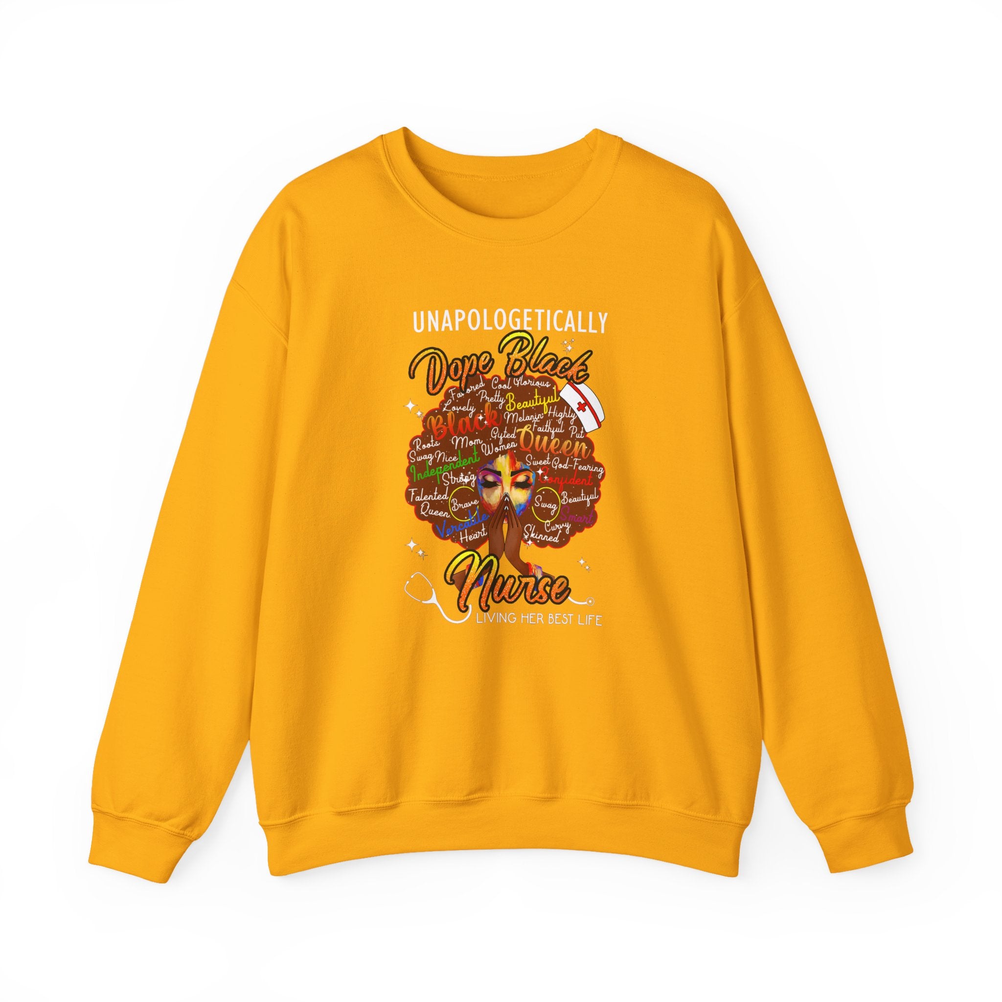 Unapologetically Dope Black Nurse Crewneck Sweatshirt – Brown Afro Nurse Stethoscope Design