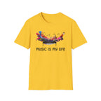 Music Is My Life T-Shirt — Colorful Piano Splash Graphic Tee