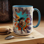 Flintstones "Break Through" Accent Coffee Mug — Retro Cartoon Stone Age Design (11/15 oz)