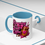 "Running on Iced Coffee" Pink Graphic Accent Mug (11/15oz) — Coffee Mug