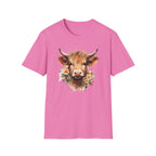 Cow Floral Tee — Cute Highland Cow Graphic T-Shirt