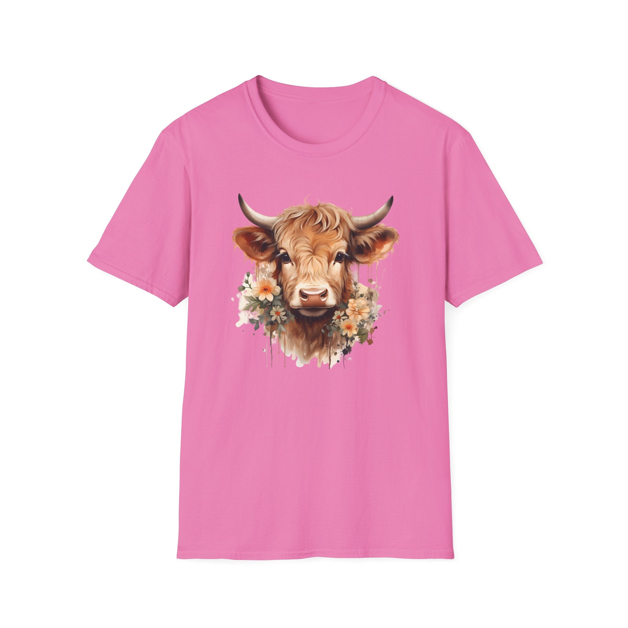 Cow Floral Tee — Cute Highland Cow Graphic T-Shirt
