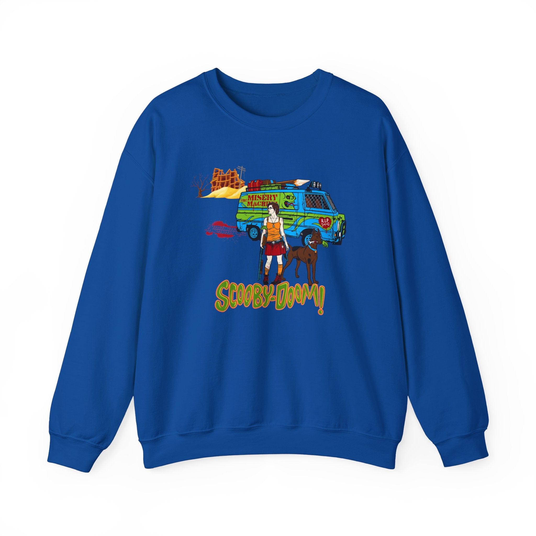 Scooby-Doom Mystery Machine Crewneck Sweatshirt — Vintage Cartoon Van & Characters