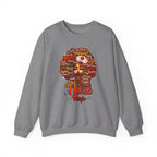 Black Nurse Magic Crewneck Sweatshirt — Brown Afro Nurse Heartbeat Design
