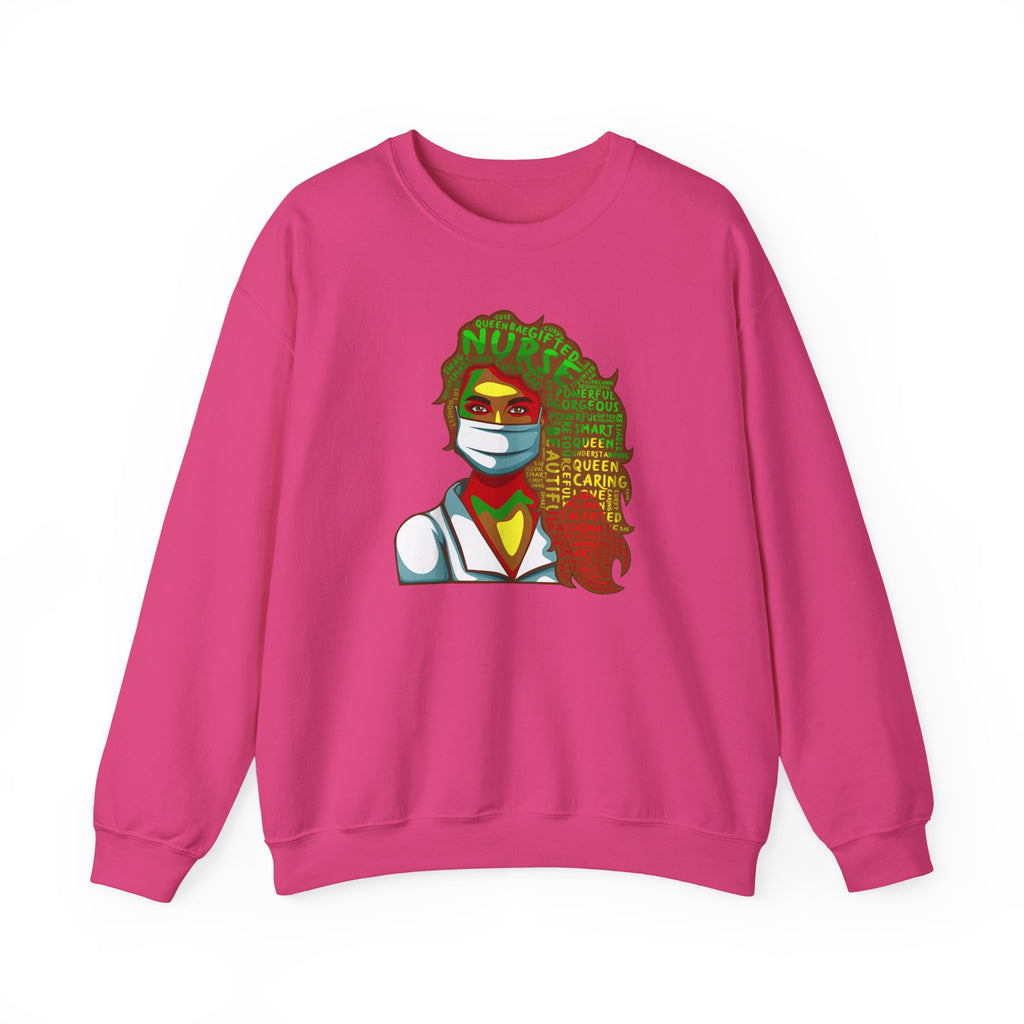 Nurse Hero Crewneck Sweatshirt — "Nurse: Queen of Care" Medical Tribute