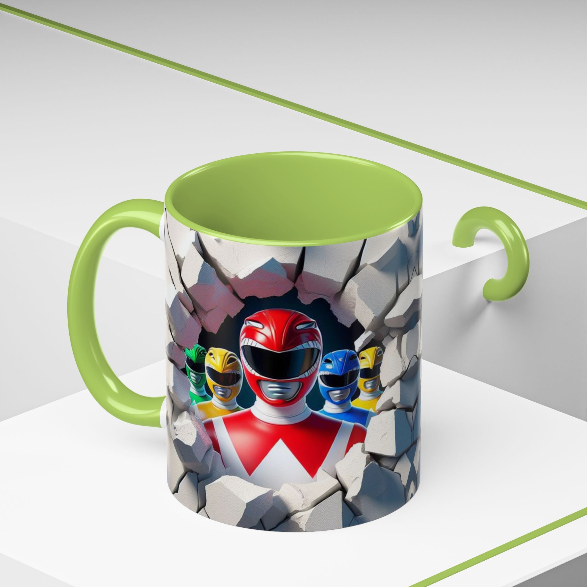 Power Rangers Coffee Mug — Retro Superhero Team Design (11/15 oz)