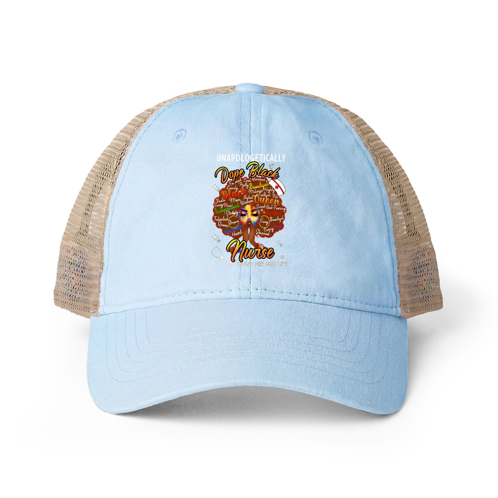 Unapologetically Dope Black Nurse - Women's Washed Mesh-Ponytail Back Cap