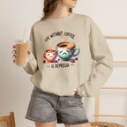 "Life Without Coffee Is Depresso" Cute Cafe Graphic — Coffee Crewneck Sweatshirt