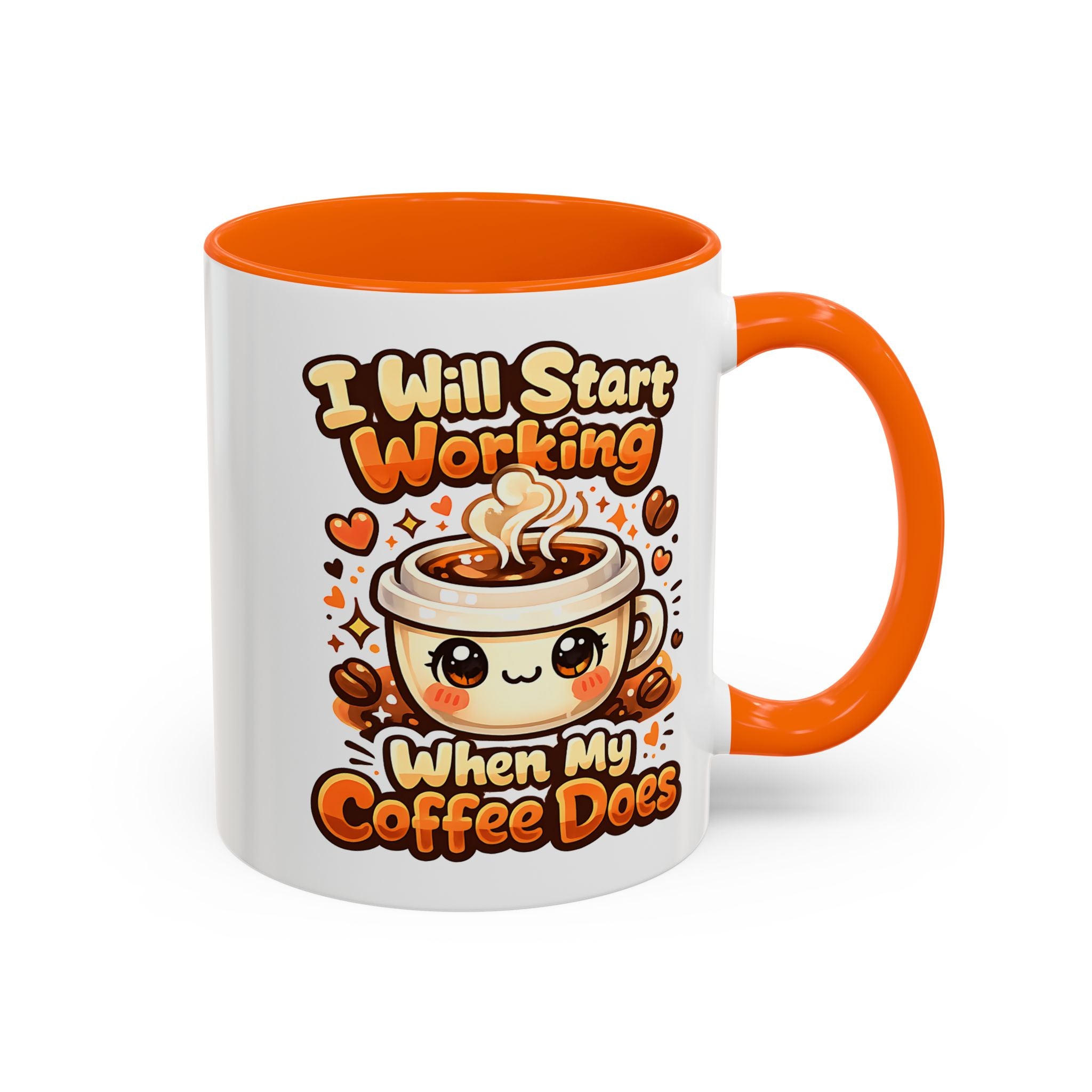 “I Will Start Working When My Coffee Does” Cute Kawaii Coffee Lover Gift — Coffee Mug