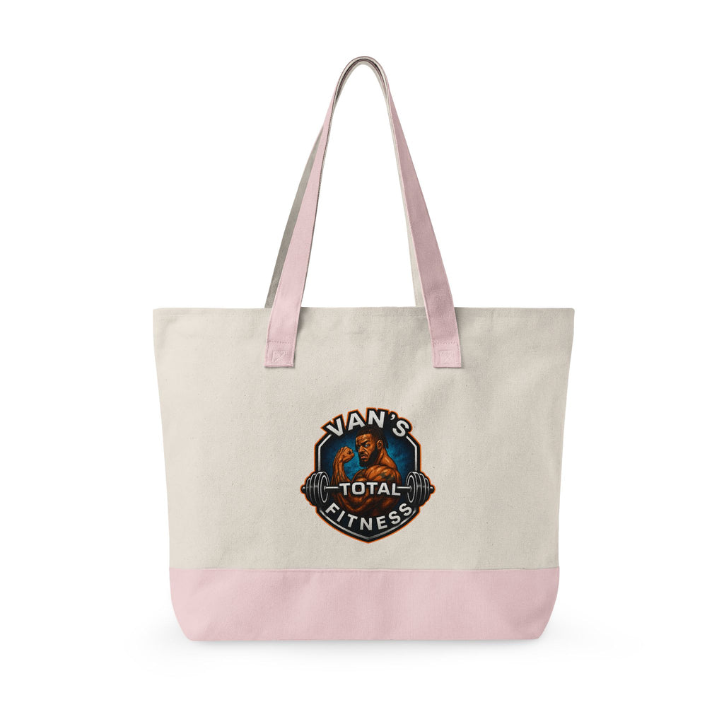 Fitness Logo Canvas Tote Bag — "Van's Total Fitness" Zippered Beach & Gym Tote