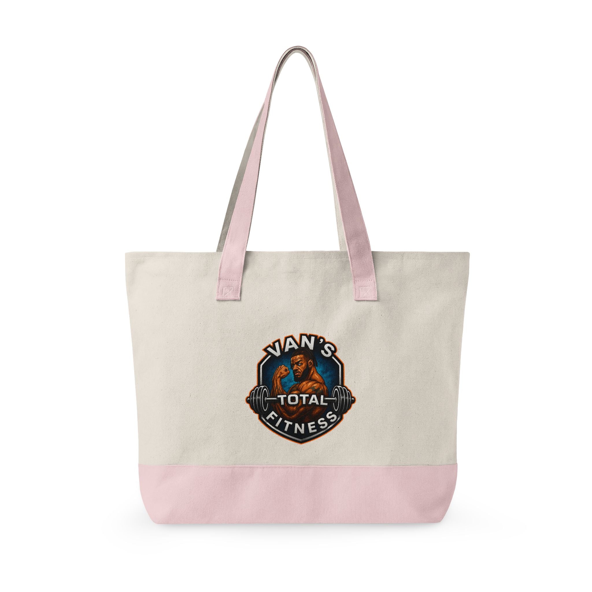 Fitness Logo Canvas Tote Bag — "Van's Total Fitness" Zippered Beach & Gym Tote