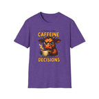 "I Run on Caffeine & Bad Decisions" Coffee Lover Tee — Caffeine Cow T-Shirt
