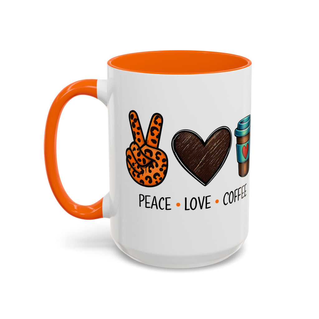 Peace • Love • Coffee Accent Mug — Leopard Peace Sign Coffee Lover Gift