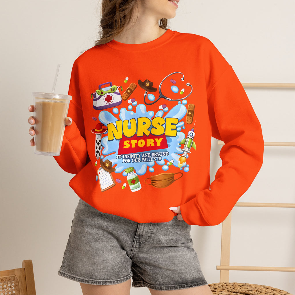 Nurse Story Sweatshirt — Cute Medical Cartoon Crewneck for Nurses