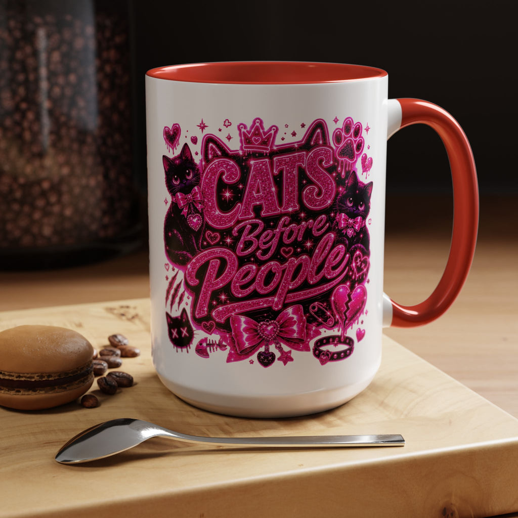 Cats Before People Coffee Mug — Pink Cat Lover Gift (11/15oz)