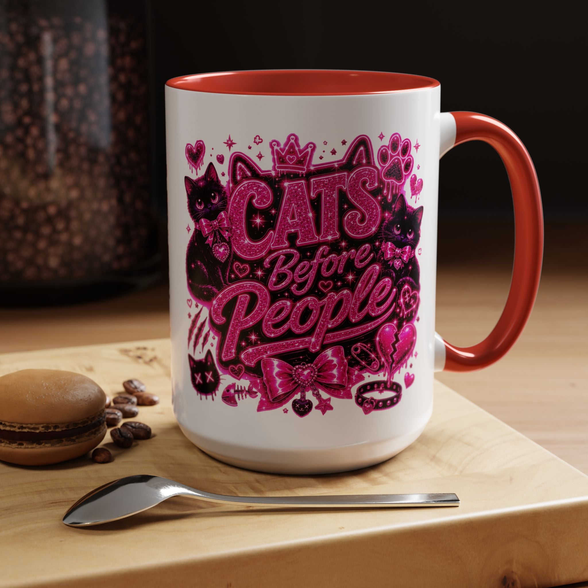 Cats Before People Coffee Mug — Pink Cat Lover Gift (11/15oz)