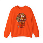Black Nurse Magic Crewneck Sweatshirt — Brown Afro Nurse Heartbeat Design