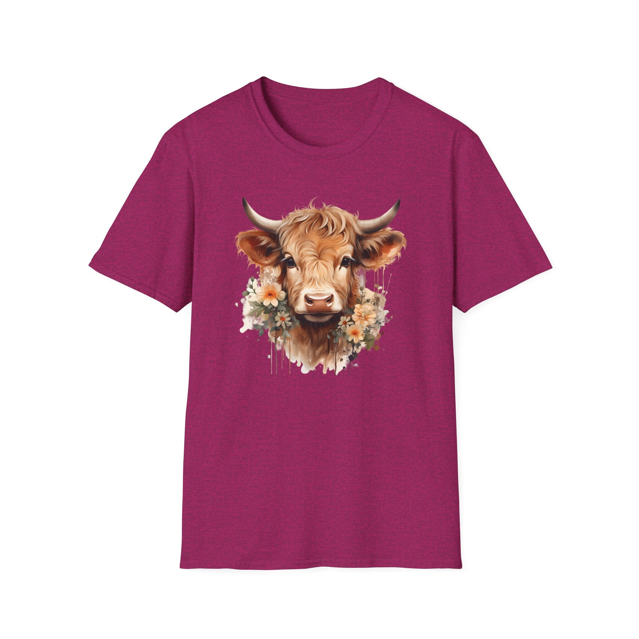 Cow Floral Tee — Cute Highland Cow Graphic T-Shirt