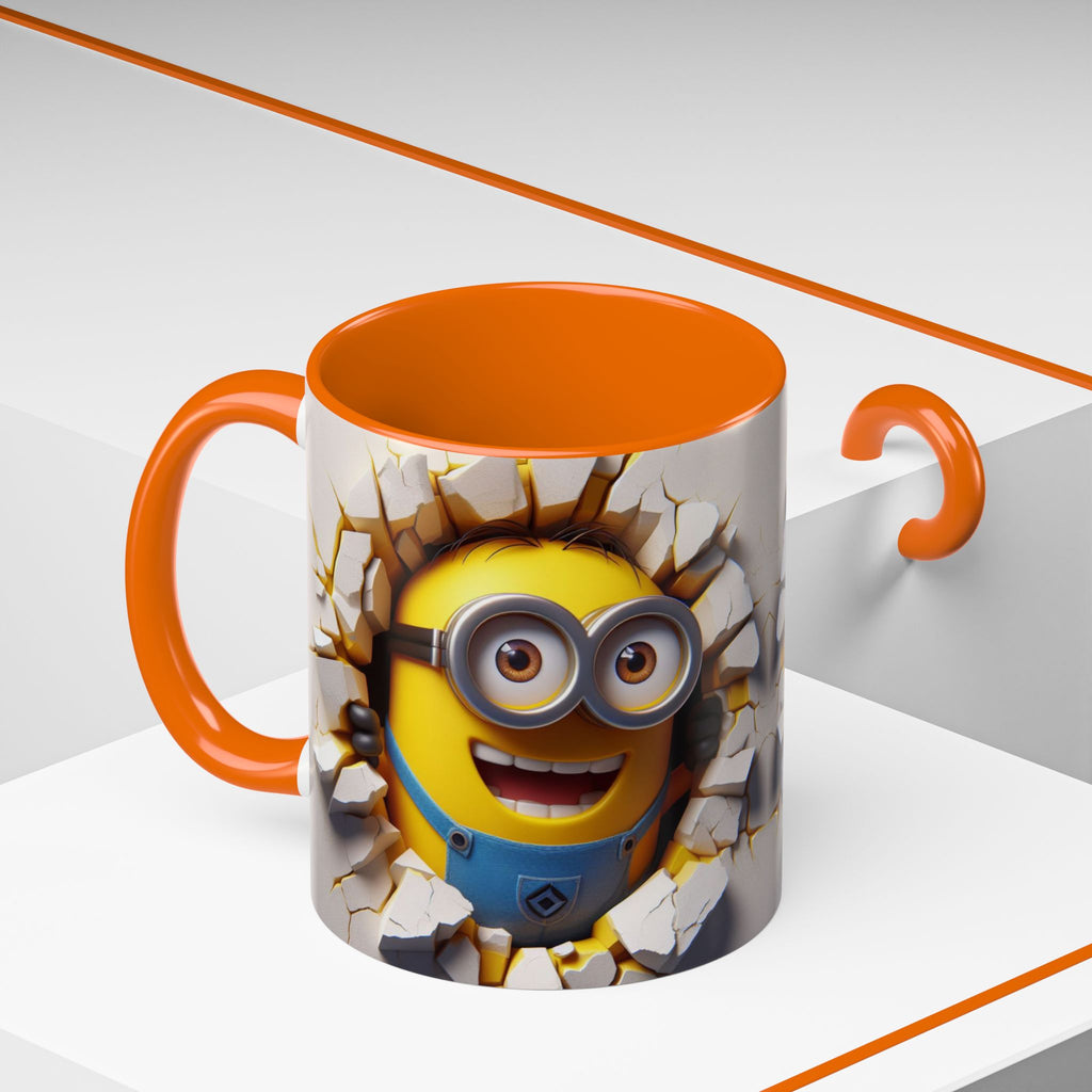 Minion "Breaking Wall" Accent Coffee Mug — Funny Cartoon Movie Character 11/15oz